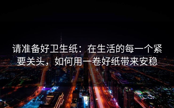请准备好卫生纸:在生活的每一个紧要关头,如何用一卷好纸带来安稳