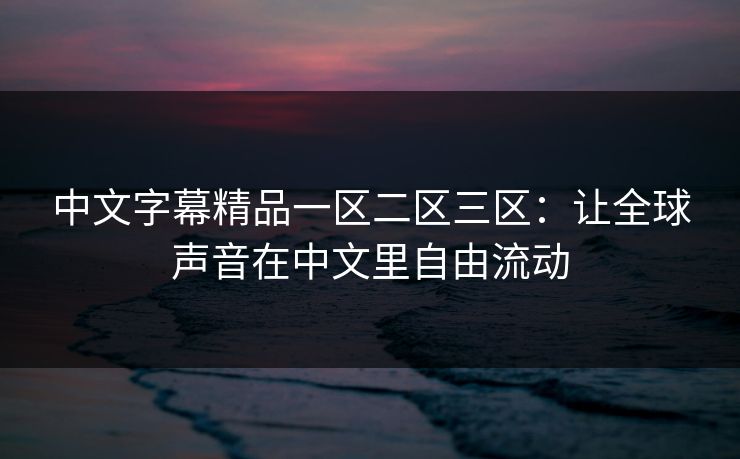 中文字幕精品一区二区三区：让全球声音在中文里自由流动