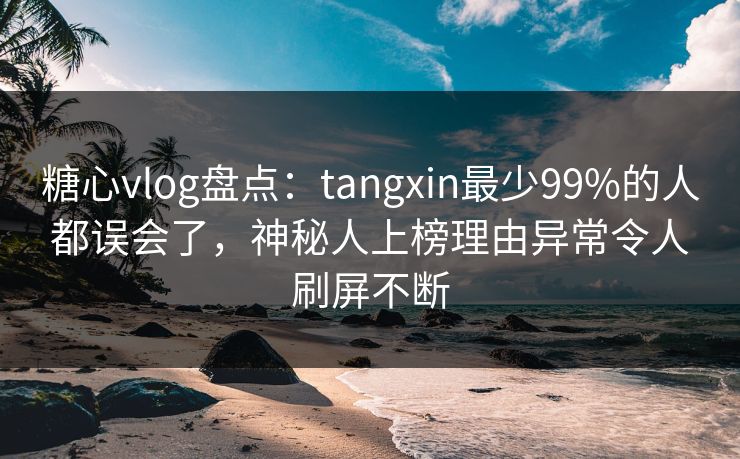 糖心vlog盘点:tangxin最少99%的人都误会了,神秘人上榜理由异常令人刷屏不断